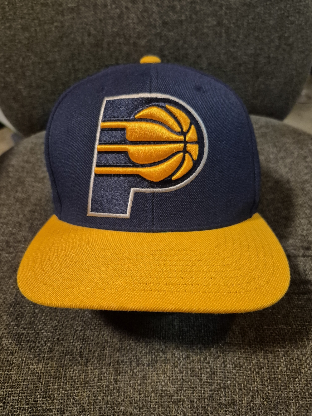 Mitchell & Ness Indiana Pacers Navy Gold Snapback Hat Cap NBA